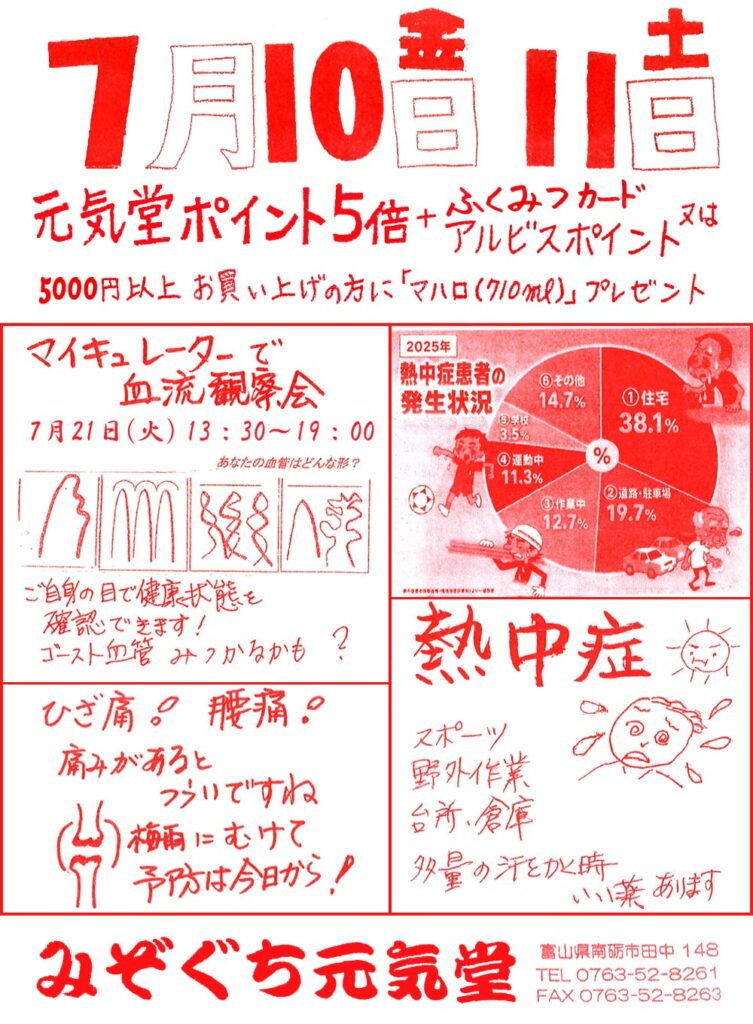 みぞぐち元気堂　7月のお知らせ